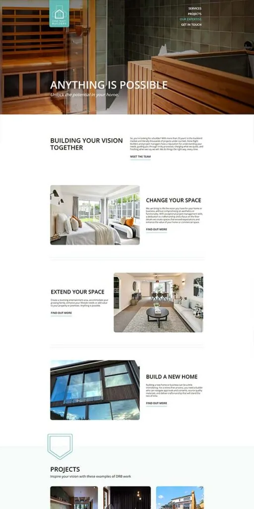 Done Right Builders website screenshot