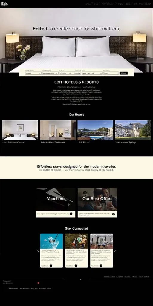 Edit Hotels & Resorts website screenshot